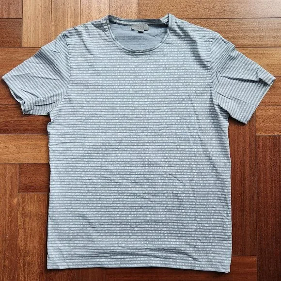 COS Blue and White Striped Crewneck Short-Sleeve T-Shirt - Picture 1 of 5